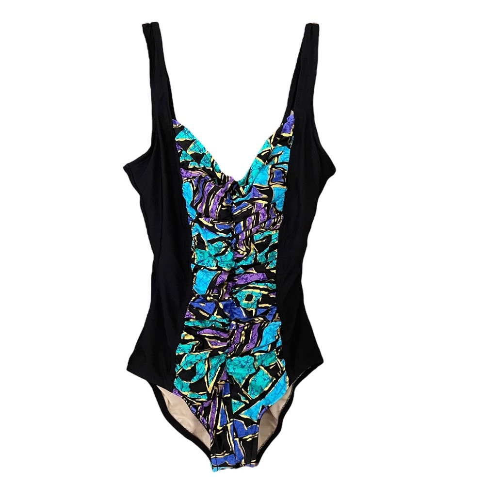 NWOT Carol Woir Slimming One Piece Ruched Swimsuit Size 14 Made in USA